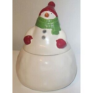 Hallmark Keepsake Christmas Ceramic Snowman Cookie/Candy Jar, 8" Tall *READ